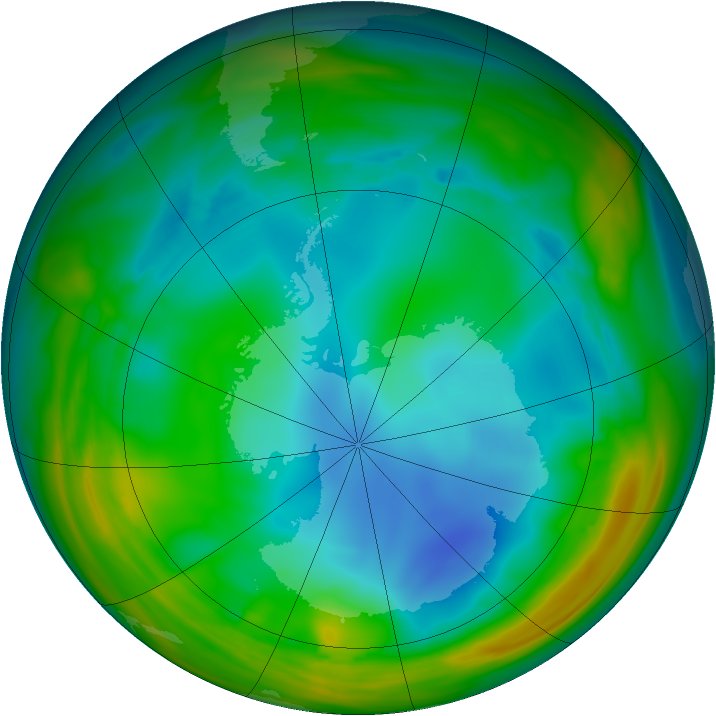 Antarctic ozone map for 16 July 2005